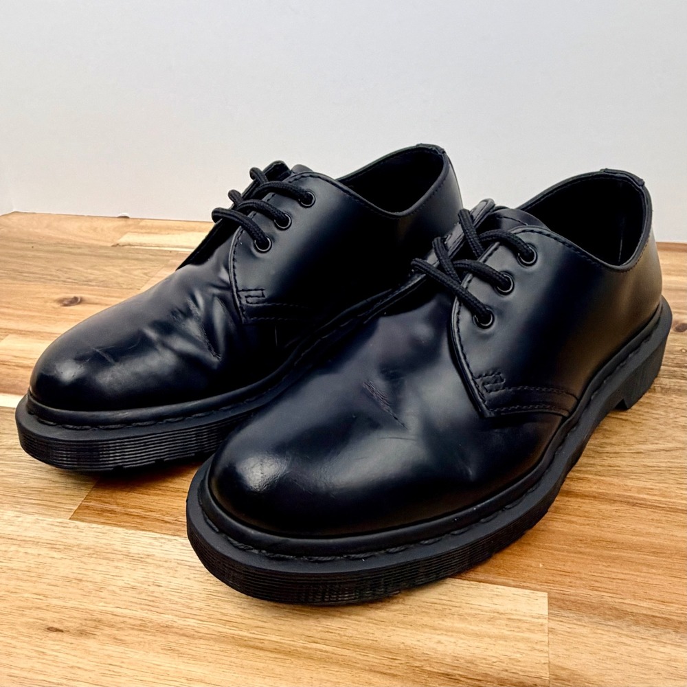 Dr Martens 1461 Mono Black Leather Platform Oxford Shoes Women US 6 EU 37